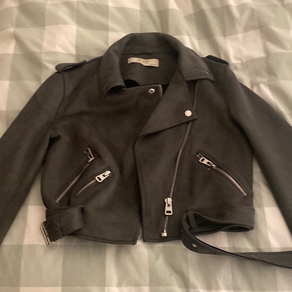 Zara gray seude moto jacket